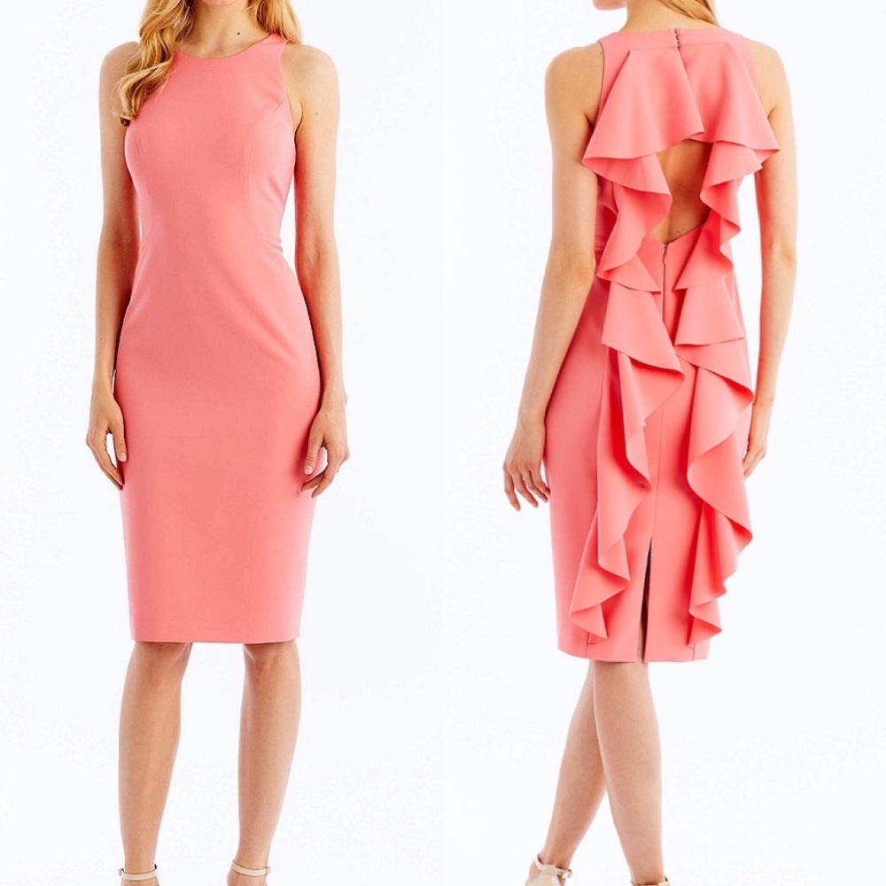Nicole Miller Ruffle Back Sheath Dress